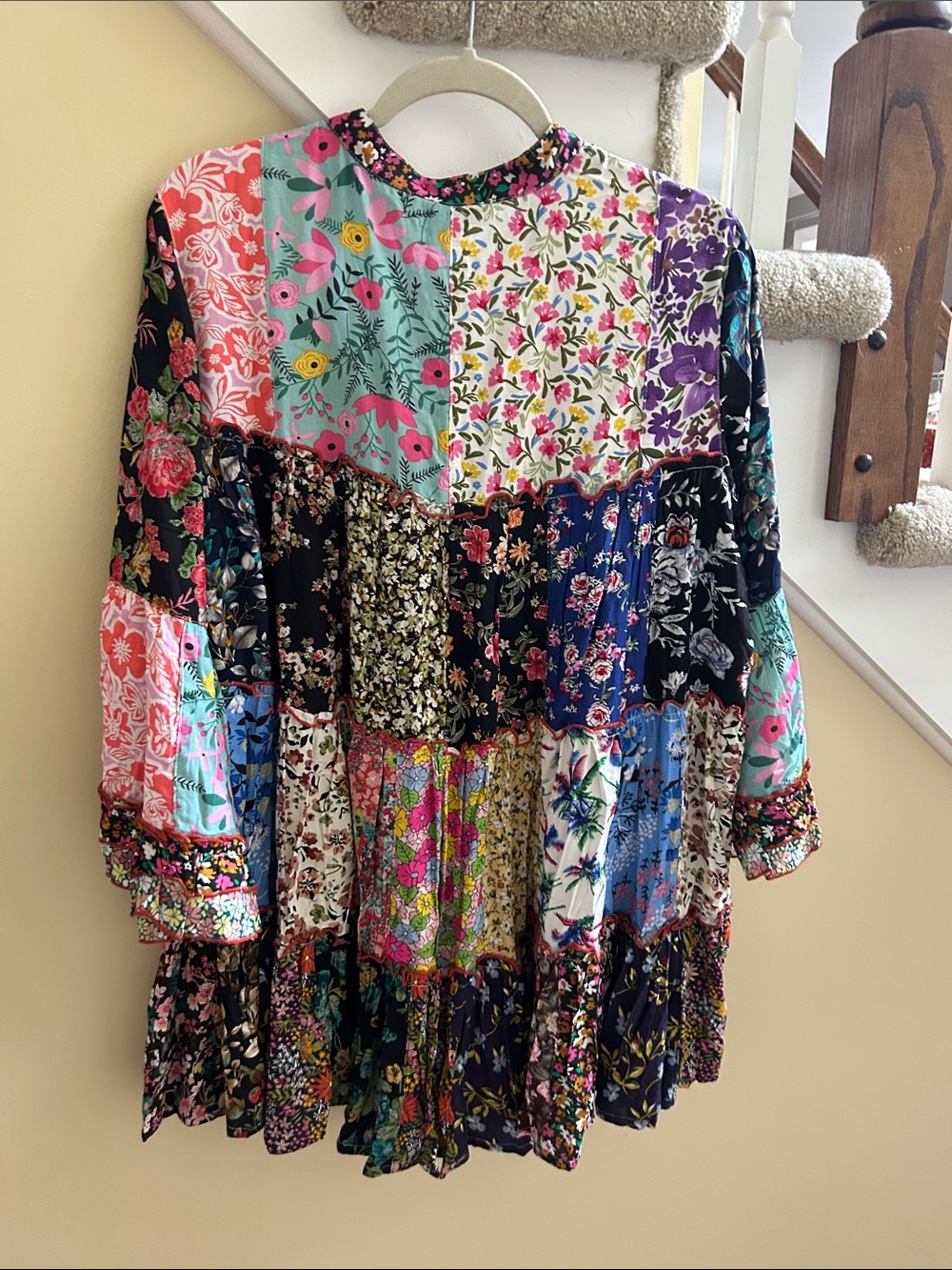 YOUNG THREADS NWT DRESS TUNIC FLORAL TIERED Small lg xl - Picture 2 of 3